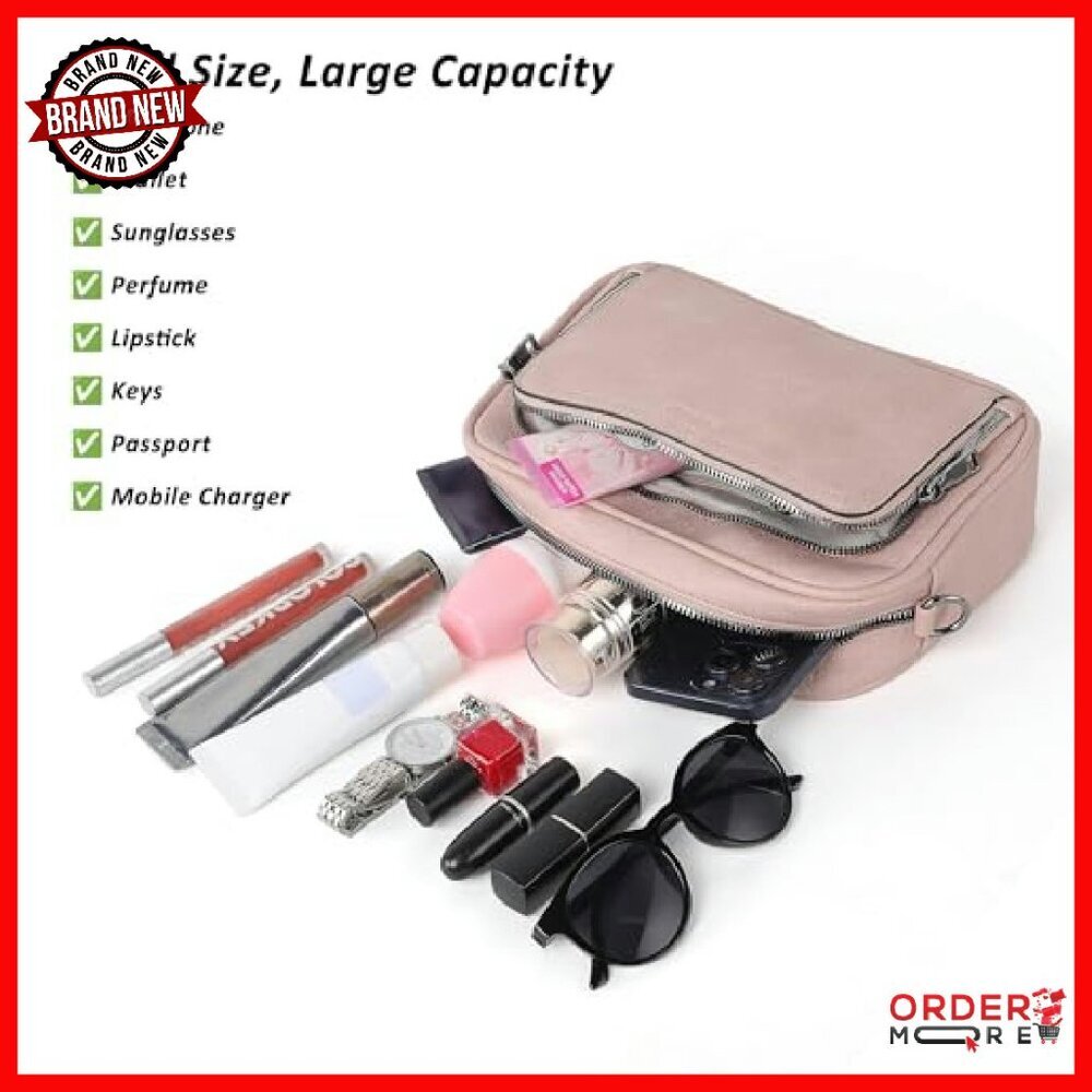 Leather Crossbody Bag with 8 Card Slots, Anti-Theft Design, Adjustable Strap - Picture 7 of 8